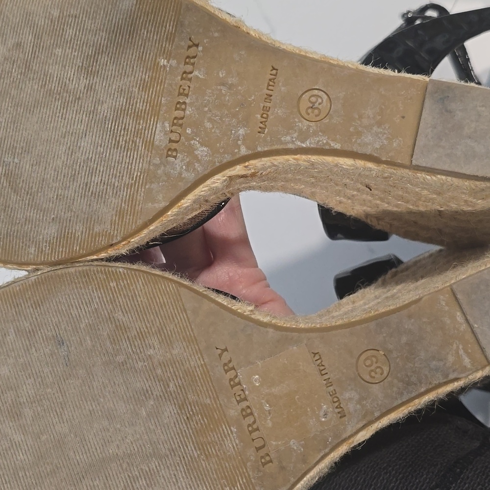 Burberry Plaid Wedge Sandals Espadrilles Size 39 with Box - Picture 8 of 16